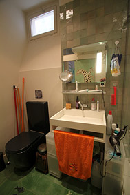Toilettes et vasque dans la salle d'eau